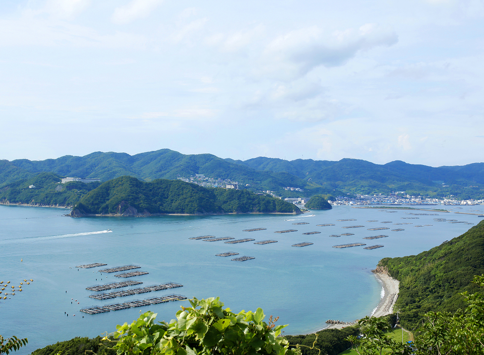 Awaji Island coastal landscape with ocean views and surrounding hills, highlighting a peaceful seaside destination near Hotel New Awaji Group properties