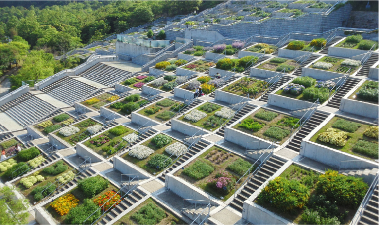 Terraced gardens at Awaji Yumebutai, blending architecture and nature in a landmark destination near Hotel New Awaji accommodations