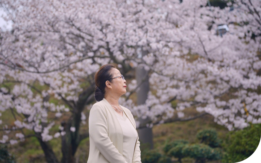 Japanese woman under cherry blossoms Awaji Island traditional hospitality heritage Japan ryokan experience